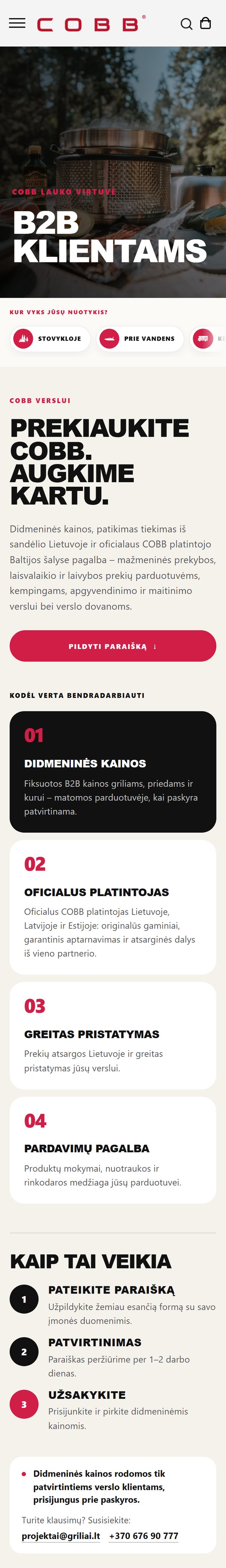 COBB B2B puslapis telefone: nauda ir žingsniai, kaip tapti verslo klientu