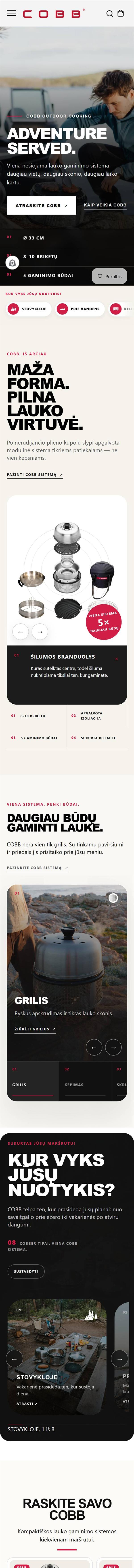 Naujas COBB pagrindinis puslapis telefone