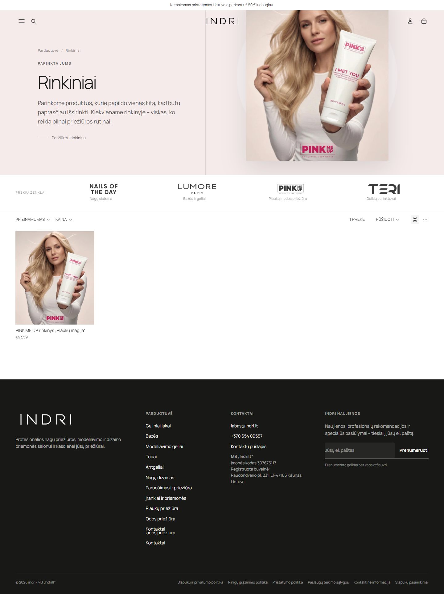 INDRI — Rinkiniai, pilnas realus puslapis